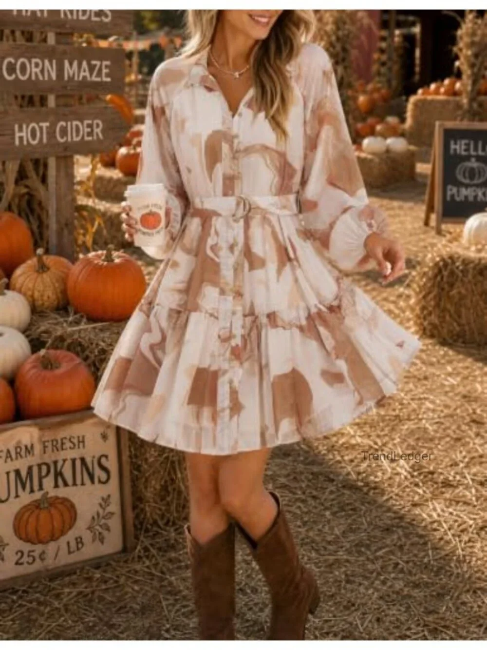 Floral Mini Dress Women Long Sleeve Chiffon Button Down A-line Swing Dress